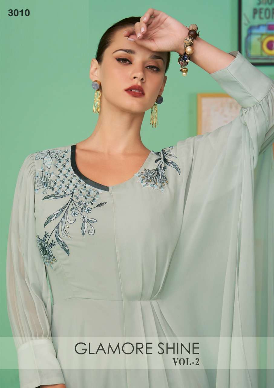 S3forever-Glamore Shine Vol 2 - Georgette-Embroidery-Long-Gown-Kurti-Heavy-Malai-Crape-Inner-Poster